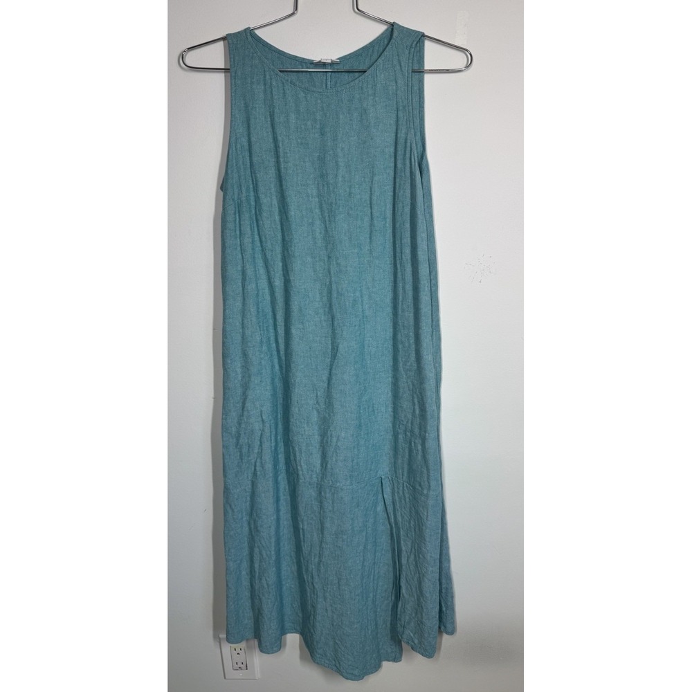 J Jill Women's Linen Maxi Dress With Front Slit Size S Coastal Cottage Minimal - Picture 1 of 8
